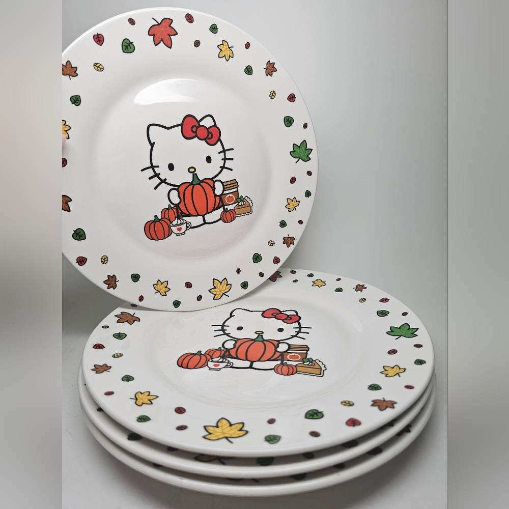 NEW Hello Kitty Fall Dinner Plates Set of 4